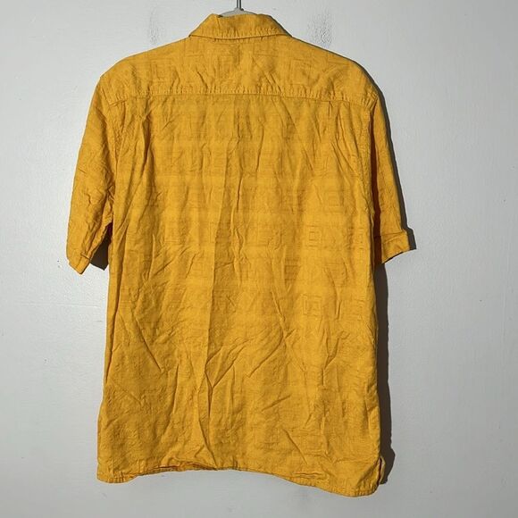 Territory Ahead 100% Cotton Yellow Short Sleeve Button Up Shirt Men's L - Picture 5 of 5